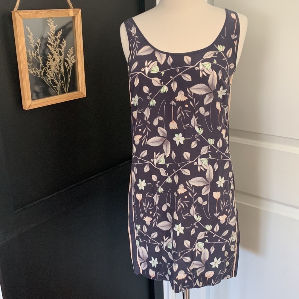 Floral Scoop Neck Sleep Dress - Navy
